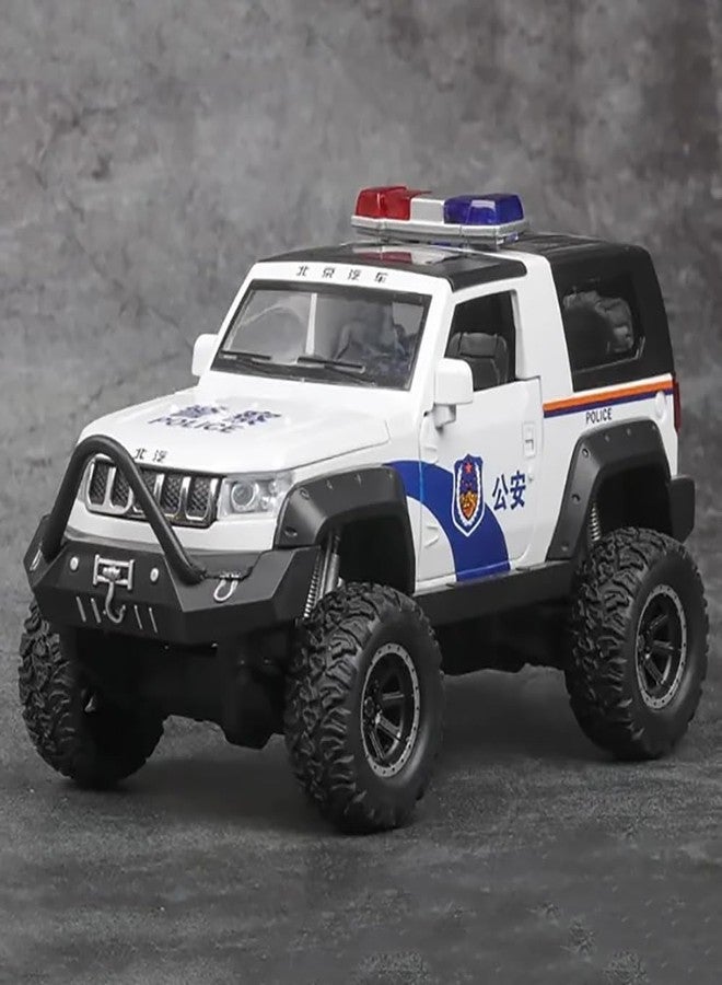 endevi 1:32 Scale Exclusive Alloy Metal Pull Back Die-cast Car Model with Sound Light Mini Auto Toy for Kids Metal Model Toy Car with Sound and Light (Police-) - Image 4